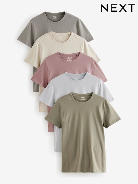 Blue/Grey/Pink/Green Slim Fit 100% Cotton Underwear T-Shirts 5 Pack (N79875) | €25