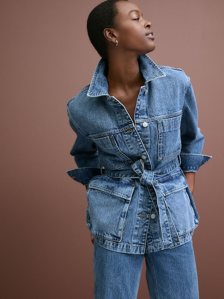 Mid Blue Elevated 4 Pocket 100% Cotton Denim Jacket (N79902) | €31