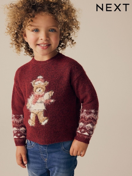 Red Christmas Bear Jumper (3mths-7yrs) (N79905) | €18 - €23