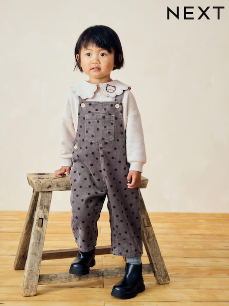 Black/White Co-ord 100% Cotton Dungarees Set (3mths-7yrs) (N79912) | AED92 - AED106