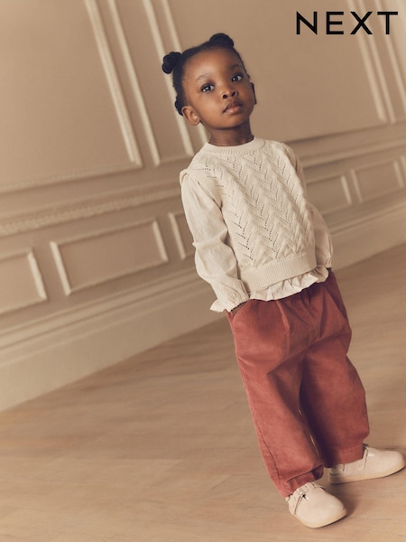Ecru Mock Layer 100% Cotton Jumper and Trousers Set (3mths-7yrs) (N79937) | €40 - €46