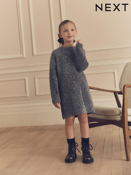 Charcoal Grey Sparkle Jumper Dress (3-16yrs) (N79973) | 90 QAR - 107 QAR