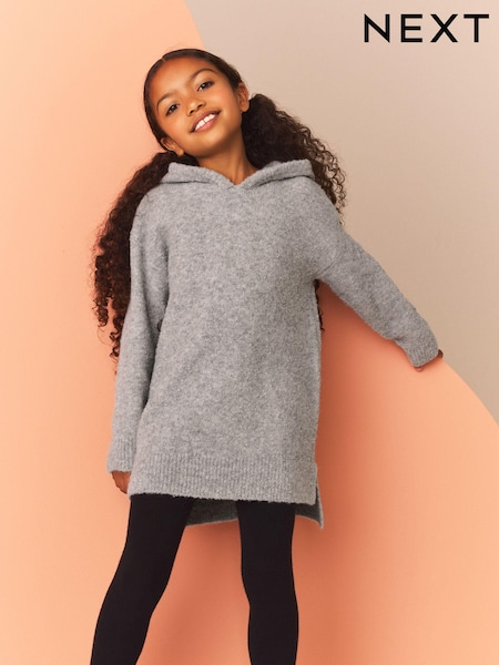 Grey Hooded Jumper Dress (3-16yrs) (N79981) | 79 QAR - 97 QAR