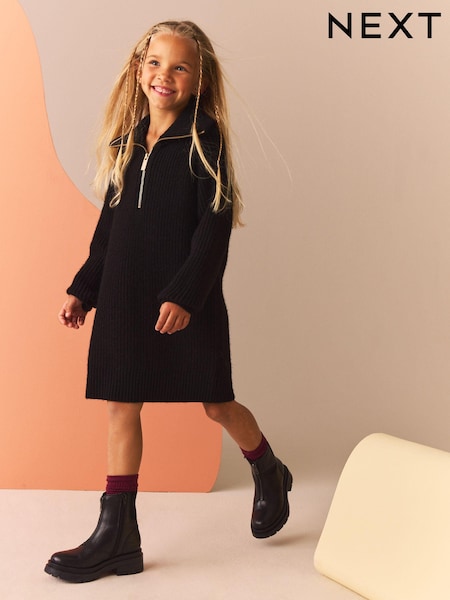 Black Zip Jumper Dress (3-16yrs) (N79984) | 90 QAR - 107 QAR