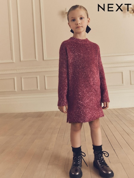 Berry Pink Sparkle Jumper Dress (3-16yrs) (N80128) | 90 QAR - 107 QAR