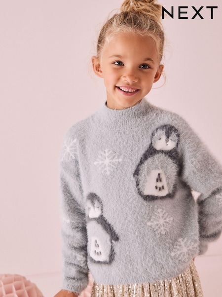 Gri - Christmas Penguin Jumper (3-16yrs) (N80210) | 127 LEI - 156 LEI