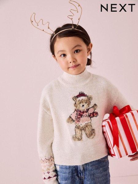 Ecru Christmas Bear Jumper (3-16yrs) (N80245) | €12 - €13.50
