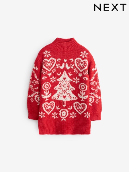 Red Christmas Jumper Dress (3-16yrs) (N80952) | AED81 - AED99