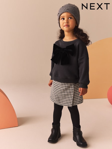 أسود - Bow Sweatshirt & Skort Set (3mths-7yrs) (N83596) | ‏73 د.إ.‏ - ‏ 85‏ د.إ.