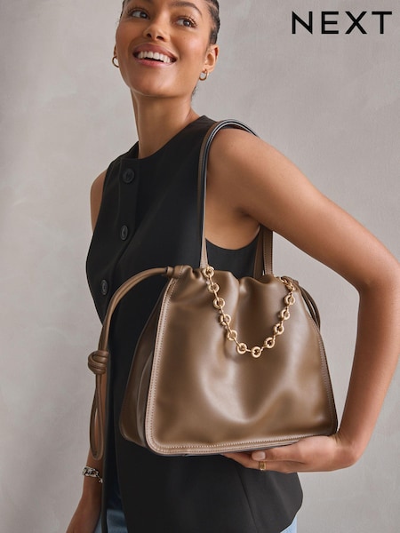 Taupe Chain Detailed Bag (N90167) | €19.50
