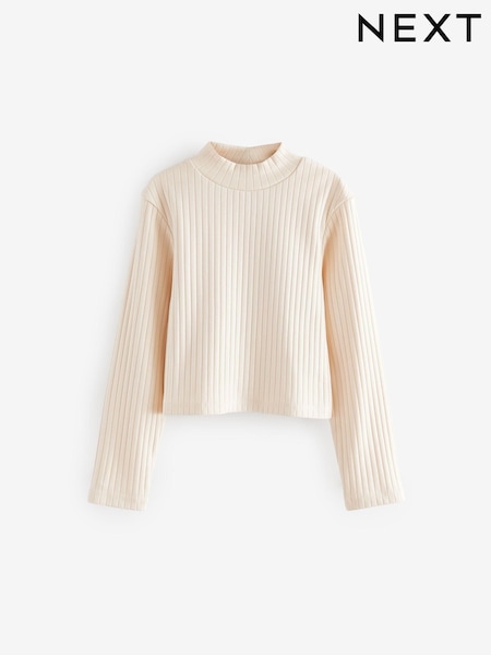 Ecru High Neck Rib Top (3-16yrs) (N90178) | AED21 - AED32
