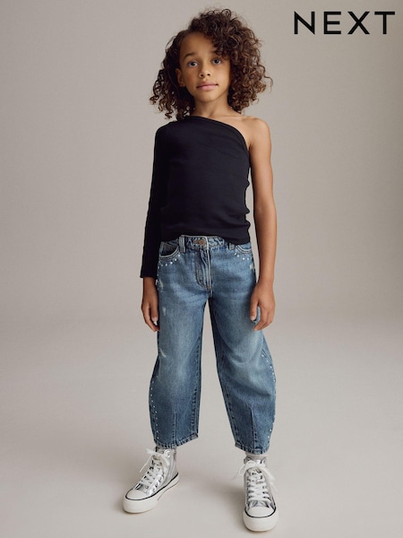 Black Long Sleeve One Shoulder Top (3-16yrs) (N90187) | 14 QAR - 24 QAR