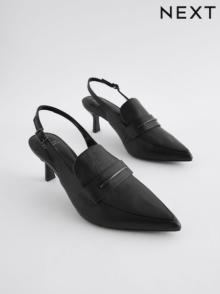 Black Forever Comfort® Point Toe Heeled Loafers (N90205) | R$ 420