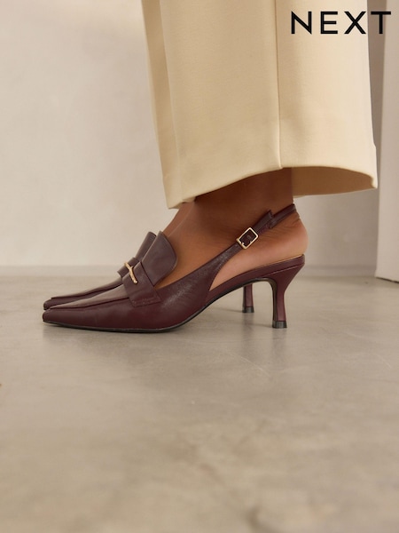 Burgundy Forever Comfort® Point Toe Heeled Loafers (N90208) | AED201