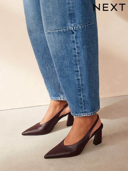 Chocolate Brown Forever Comfort® Point Toe Slingback Heel Shoes (N94095) | EGP2,100