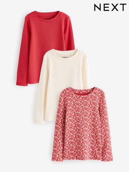 Rojo - Ditsy Long Sleeve Rib T-Shirt 3 Pack (3-16yrs) (N94121) | 19 € - 28 €