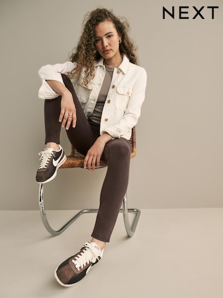 Chocolate Brown Brushed Jersey Denim Leggings (N94713) | R$ 225