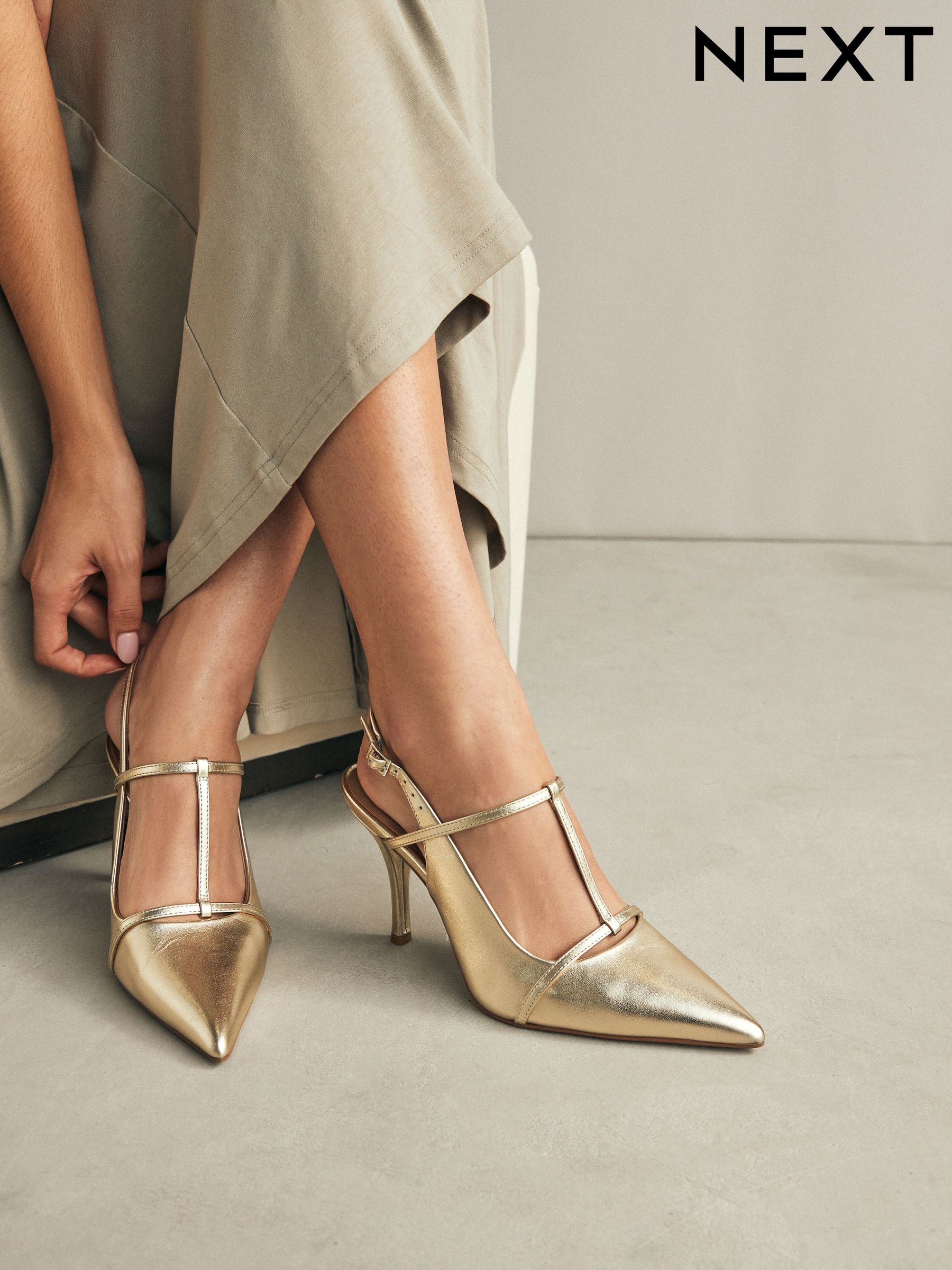 Gold shoes women's heels online