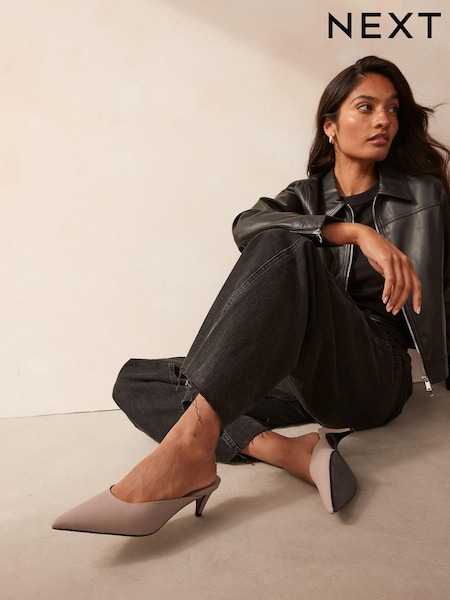Harmaa - Forever Comfort® Point Toe Peg Heel Mules (N94775) | €32