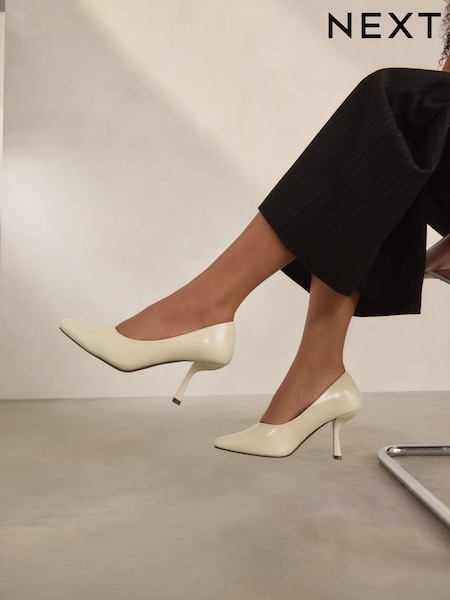 White Forever Comfort Angled Square Toe Heels (N94802) | AED71