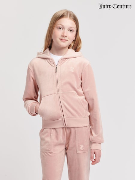 Juicy Couture Girls Tonal Velour Zip Through Hoodie (N94820) | 250 LEI - 300 LEI