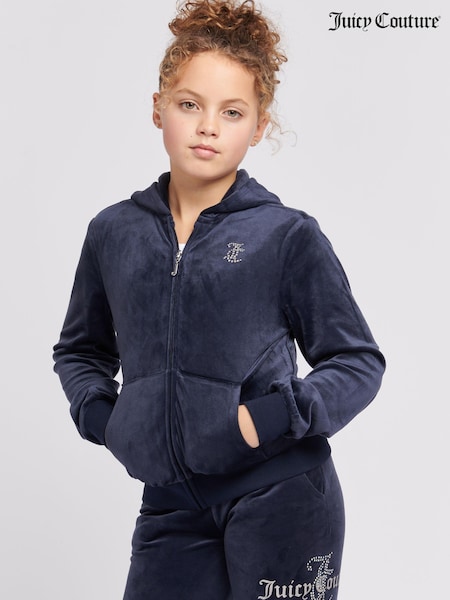 Juicy Couture Light Blue Diamanté Zip Through Hoodie (N94824) | $131 - $157