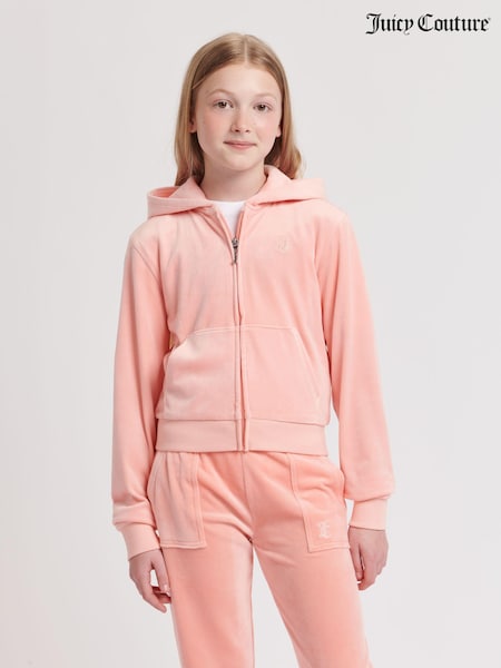 Juicy Couture Pink Juicy Couture Girls Tonal Velour Zip Through Hoodie (N94844) | AED194 - AED233