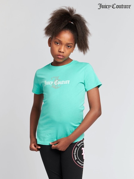 Juicy Couture Navy Blue Girls Classic Fit 100% Cotton Diamanté T-Shirt (N94862) | AED175 - AED210