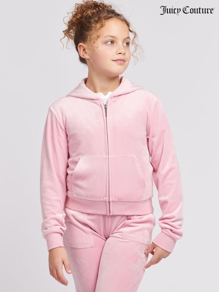 Juicy Couture Light Pink Girls Tonal Velour Zip Up Hoodie (N94864) | 346 QAR - 416 QAR