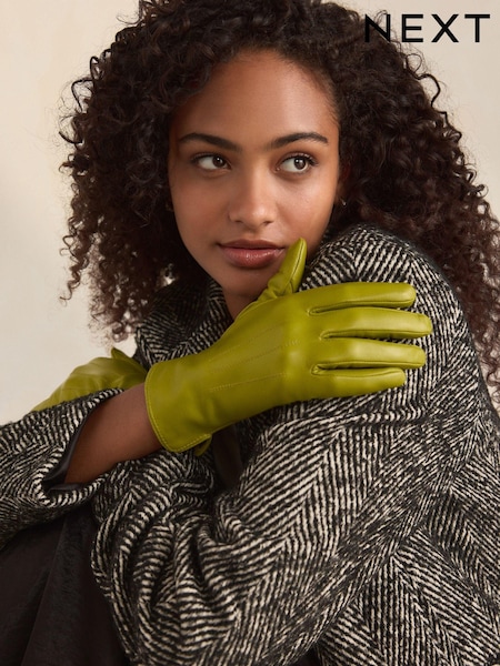 Lime Green Leather Gloves (N94938) | €16