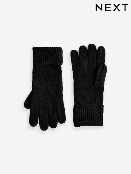 שחור - 100% Cashmere Gloves (N94945) | ‏87‏₪