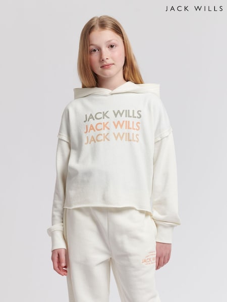 Jack Wills Loose Fit Girls Repeat Logo 100% Cotton Hoodie (N94958) | 161 LEI - 193 LEI