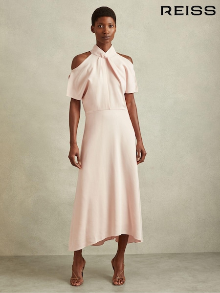 Reiss Andressa Twist Neck Cut Out Midi Dress (N94965) | €347