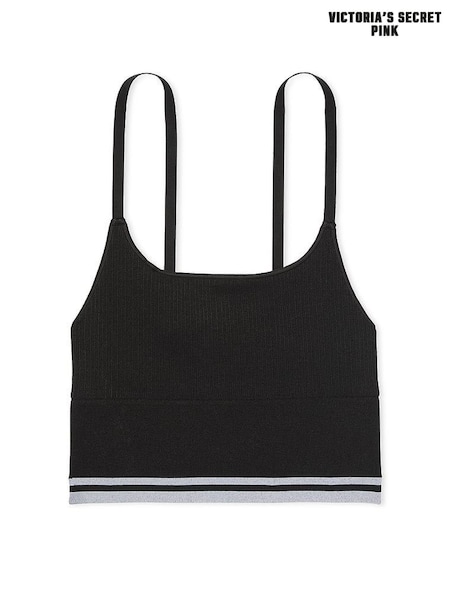 Victoria's Secret PINK Black Seamless Longline Scoop Sports Bra Top (N95052) | €29