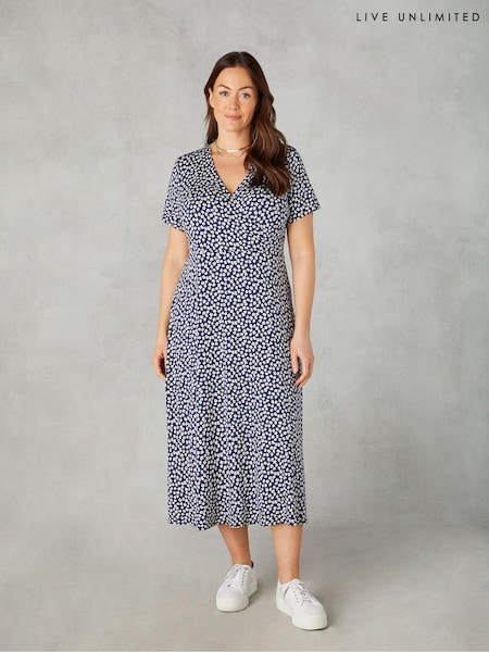 Live Unlimited Curve Petite Ditsy Print Jersey Wrap Midi Dress (N95106) | 40 €