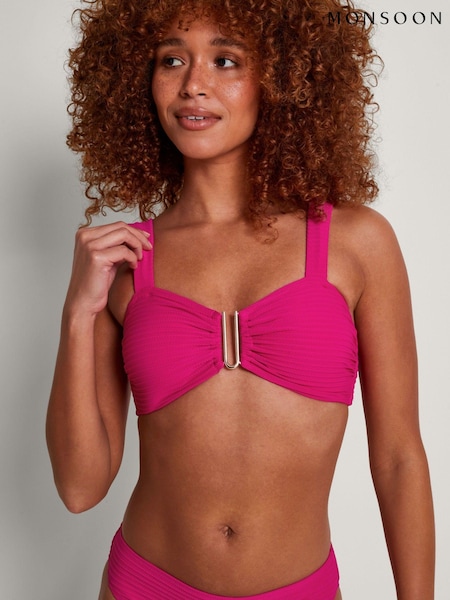 Monsoon Pink Maria Ribbed Bikini Top (N95118) | €21.50