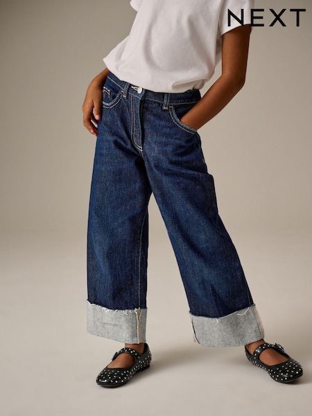 Blue Turn Up Wide Leg 100% Cotton Jeans (3-16yrs) (N95133) | R$ 165 - R$ 215