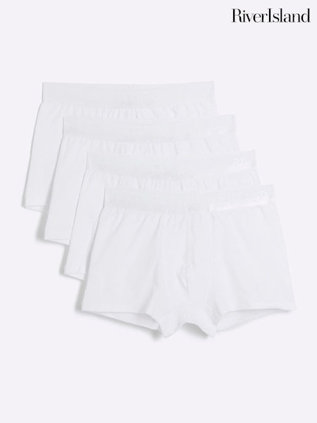 River Island White Tonal Split Boxers 4 Pack (N95234) | €33