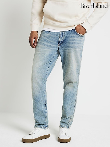 River Island Blue Tapered Fit Jeans (N95246) | €42