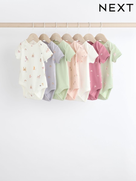 Multicolor - Pastel Short Sleeve 100% Cotton Bodysuit 7 Pack (N95289) | 28 € - 30 €