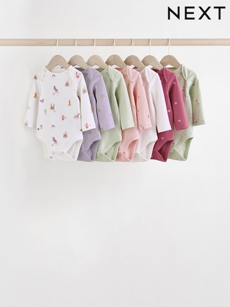 Mehrfarbig - Baby Long Sleeve 100% Cotton Pastel Bodysuits 7 Pack (N95304) | 30 € - 33 €