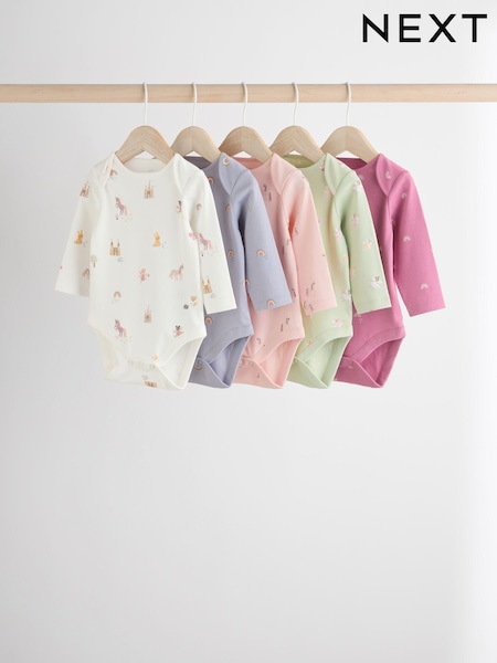 Multicolor - Baby Long Sleeve 100% Cotton Pastel Bodysuits 7 Pack (N95305) | 25 € - 28 €
