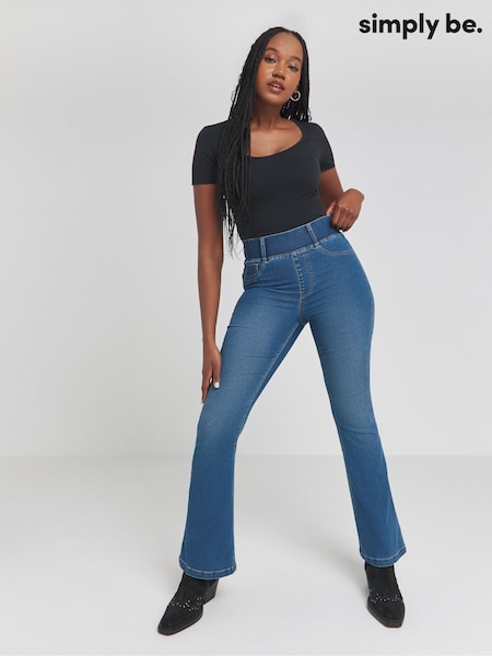 Simply Be Mid Wash Flared Pull-On Jeggings (N95402) | €37