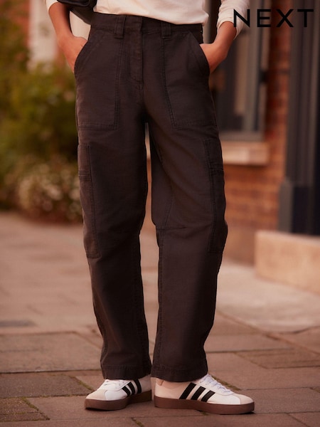 Charcoal Grey Barrel 100% Cotton Trousers (N95409) | €14
