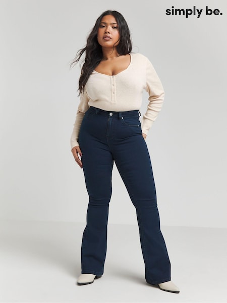 Simply Be Blue High Waisted Super Stretch Flared Jeans (N95413) | €10