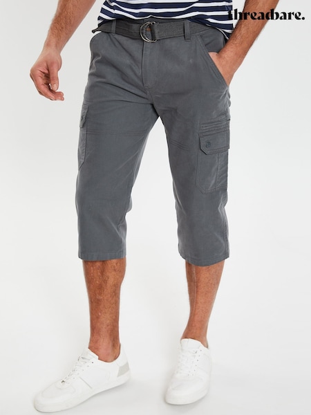 Threadbare Grey 3/4 Length Belted Cargo Trousers (N95423) | €51