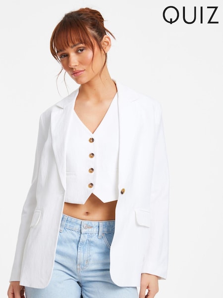 Quiz White Linen Look Blazer (N95424) | €31