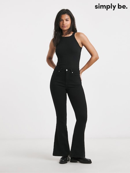 Simply Be Black High Waist Super Stretch Flared Jeans (N95435) | €40
