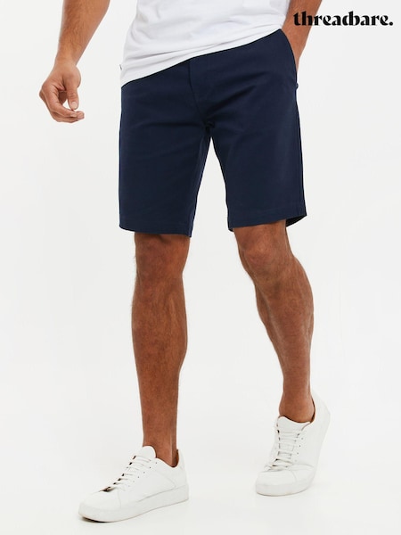 Bleumarin - Threadbare Croială slim fit Cotton Pantaloni scurți chino With Mulați/Elastici (N95456) | 164 LEI