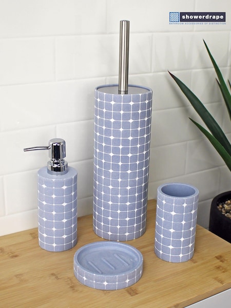 Showerdrape Set of 4 Sky Blue Mosaica Bathroom Accessories (N95484) | €60
